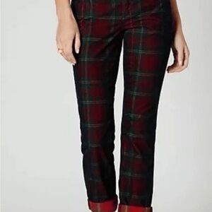 Pilcro Red and Green Plaid Cropped Pants 27 size